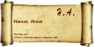 Hanus Anna névjegykártya